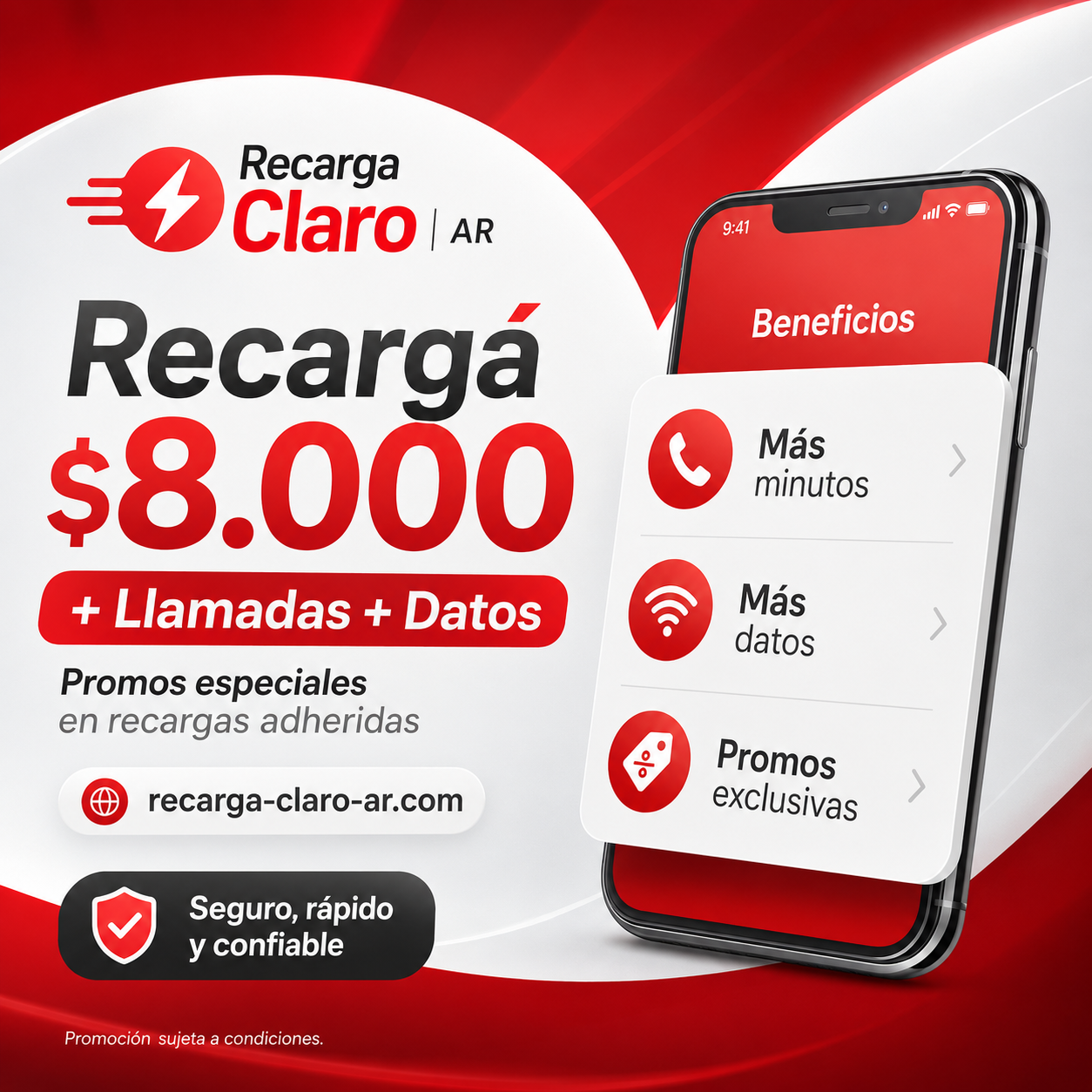 Recargá $8.000 + Llamadas + Datos
